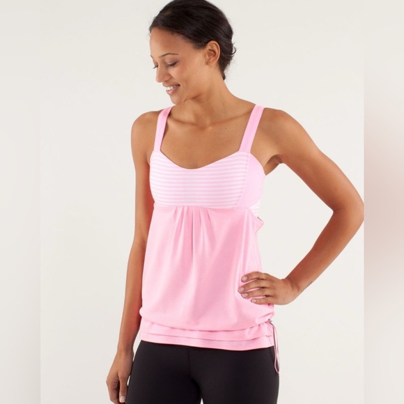 Lululemon Run Striped Back On Track Tank Built in Bra Workout Flowy Gym Top - Picture 3 of 10